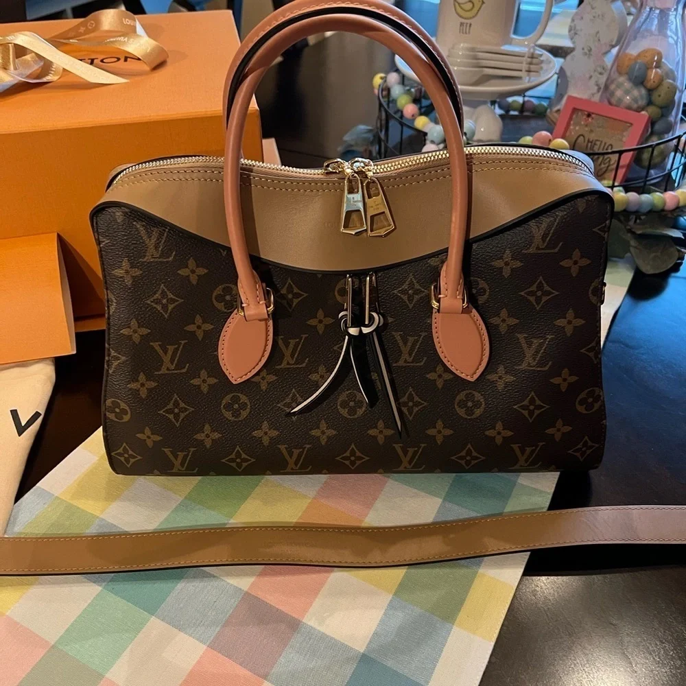 Louis Vuitton Tuileries Handbag Monogram Canvas with Leather PEACH in EUC!!! - Picture 3 of 11